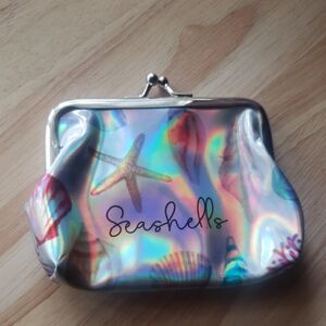 Holographic Beach print Women's Coin Purse nwot